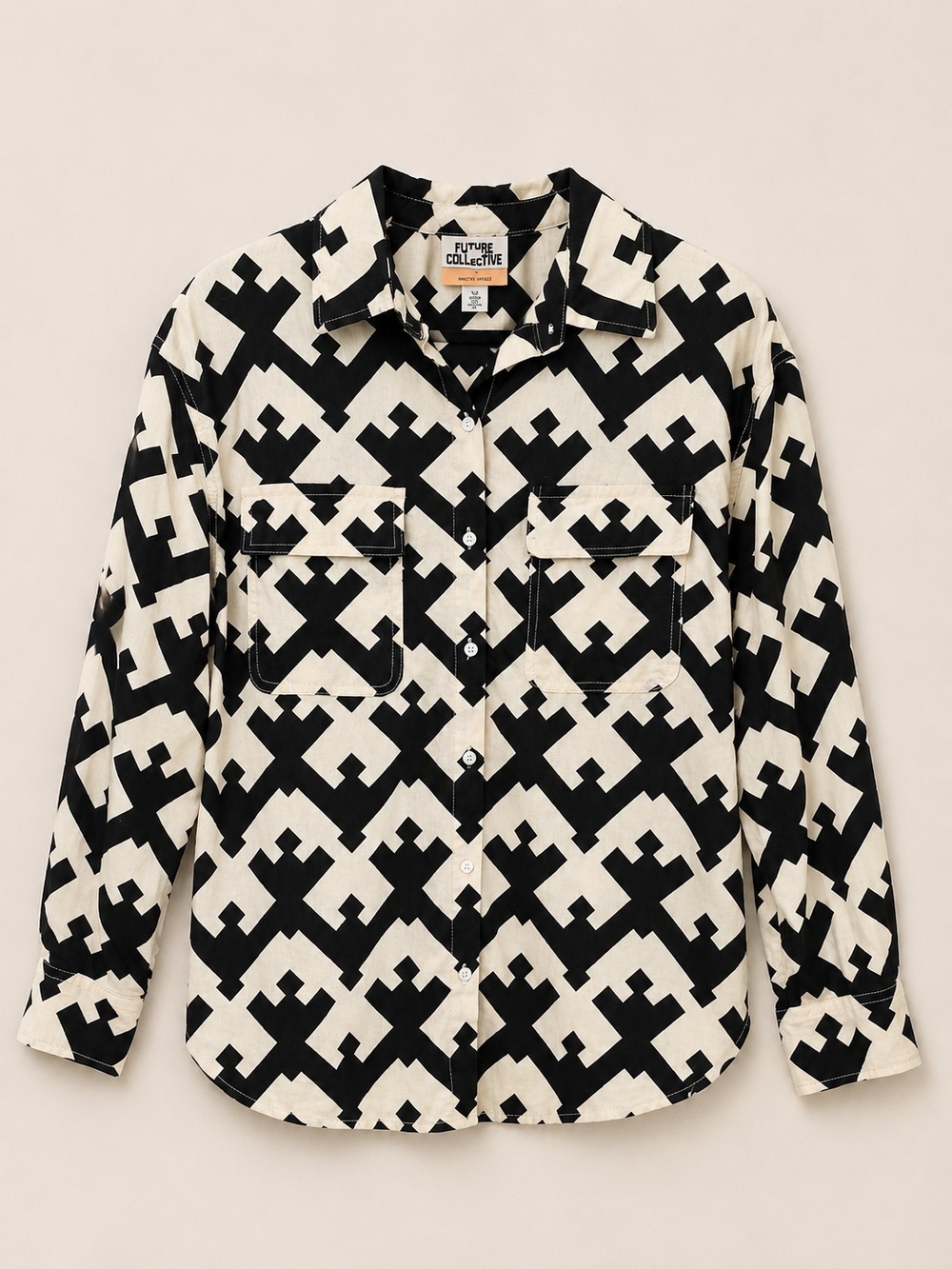 Future Collective Geometric Button-Down Shirt-Size XS